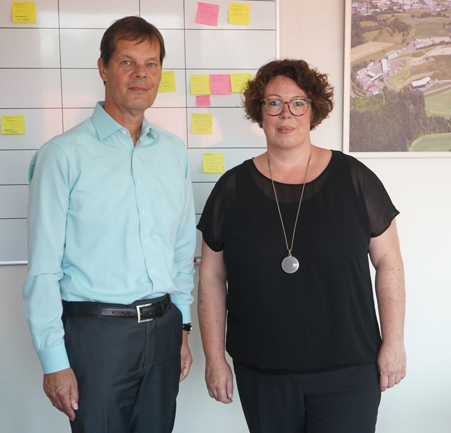 Erste Kreisbeigeordnete Susanne Simmler stattete dem neuen Leiter des Eigenbetriebs Abfallwirtschaft, Simon George, einen Besuch ab.