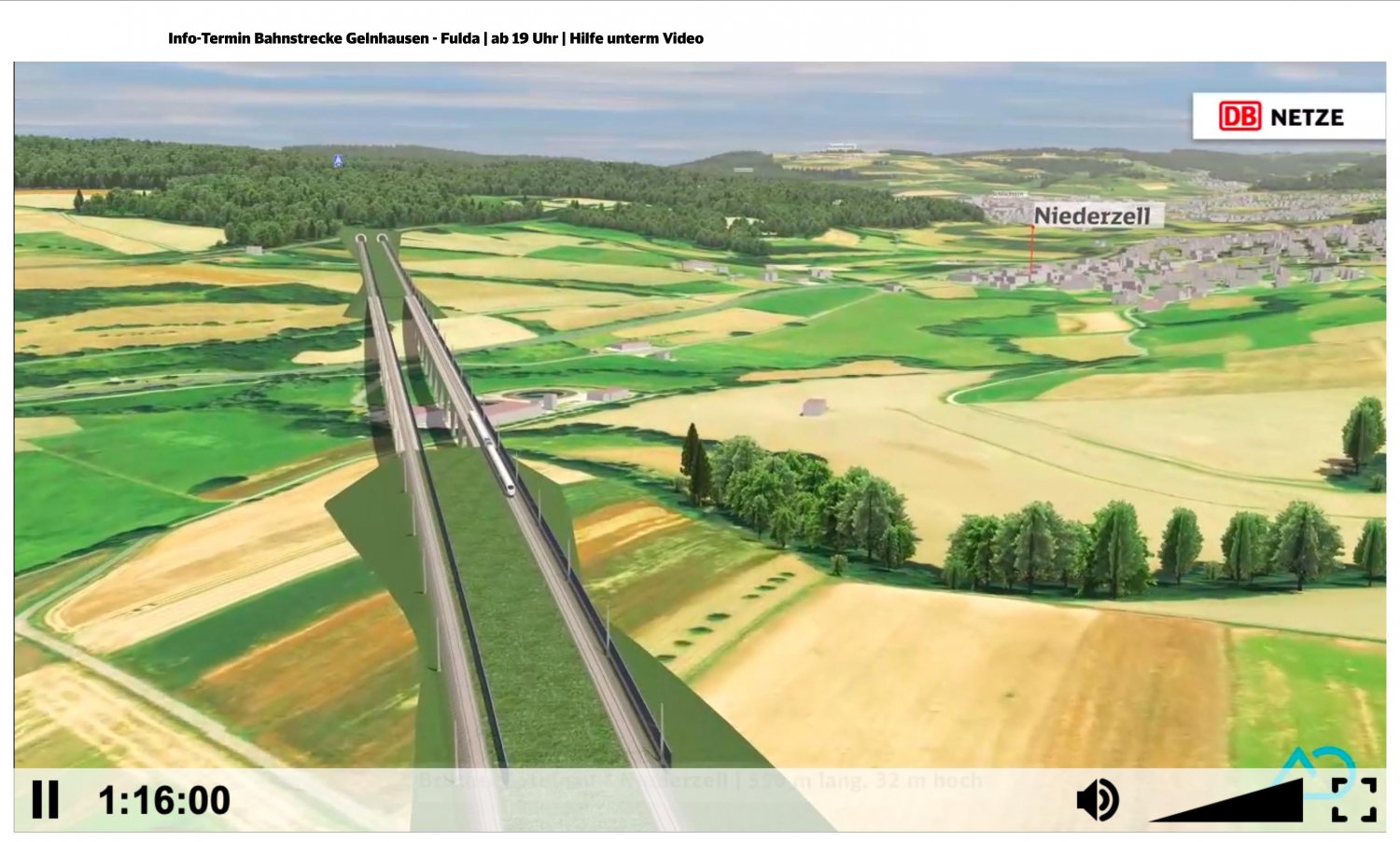 Simulation aus einem Überflugfilm der Bahn