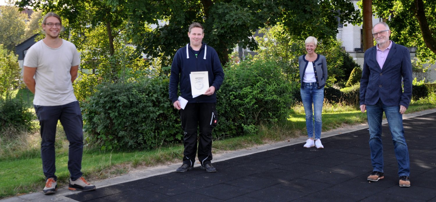 Malte Strietzel, betreuender Lehrer, Leon Martwich, Dagmar König, BO-Leitung, Andreas Thiem, Förderschulkonrektor