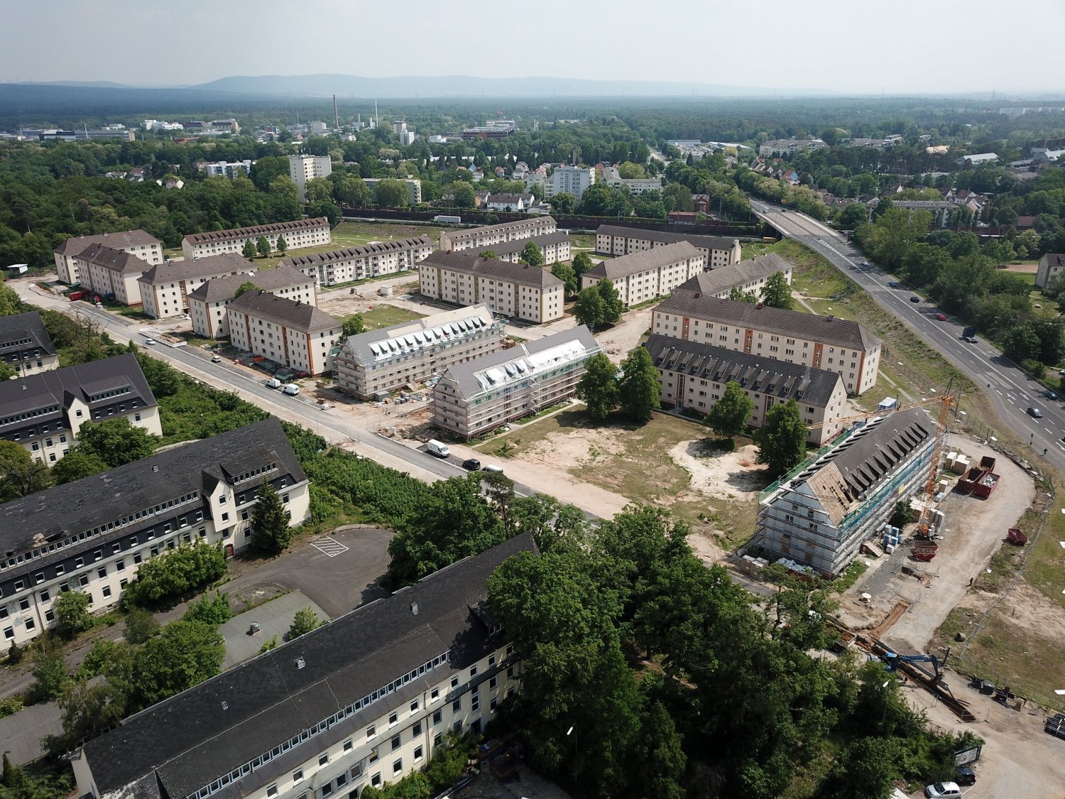 Der Pioneer-Park in Hanau - dort wurde am Dienstag eine Weltkriegsbombe entdeckt