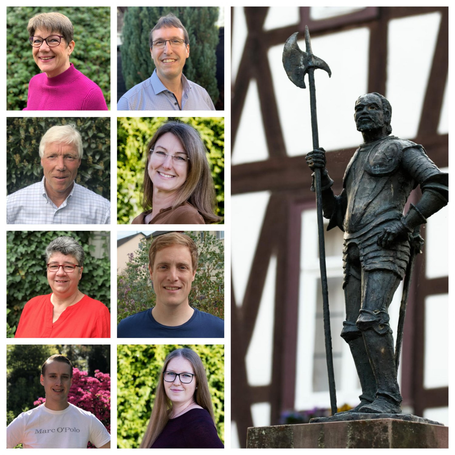 Einige der Listenkandidaten der Freien Wächter (von linksoben nach rechtsunten): Monika Heil, Frank Hilliger, Dr. Eberhard Wetzel, Alexandra Wink, Ulrike Talmon, Clemens Pochop, Jan Volkmann, Anna Schmidt