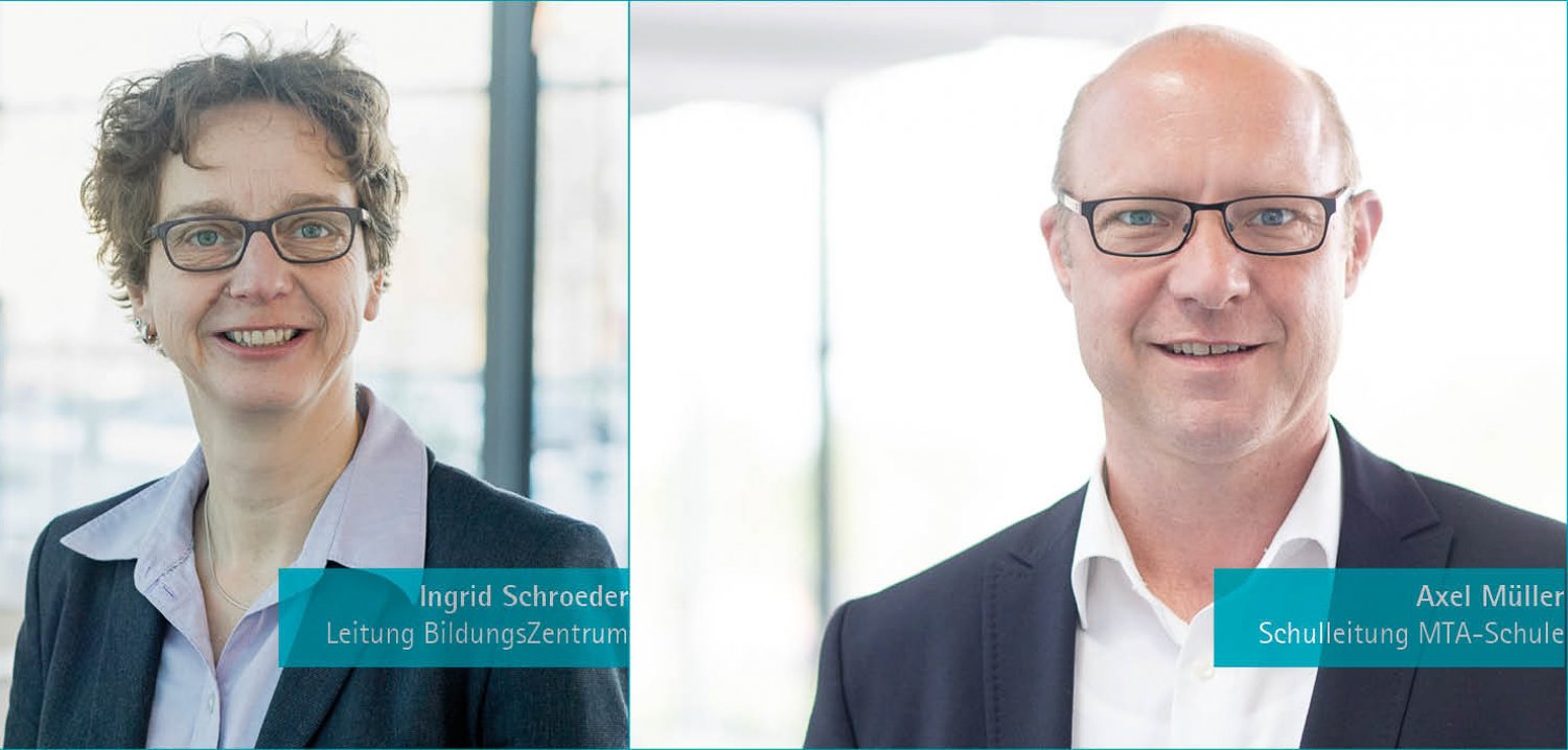 Ingrid Schroeder, die Leiterin des Bildungszentrums und Schulleiter Axel Müller