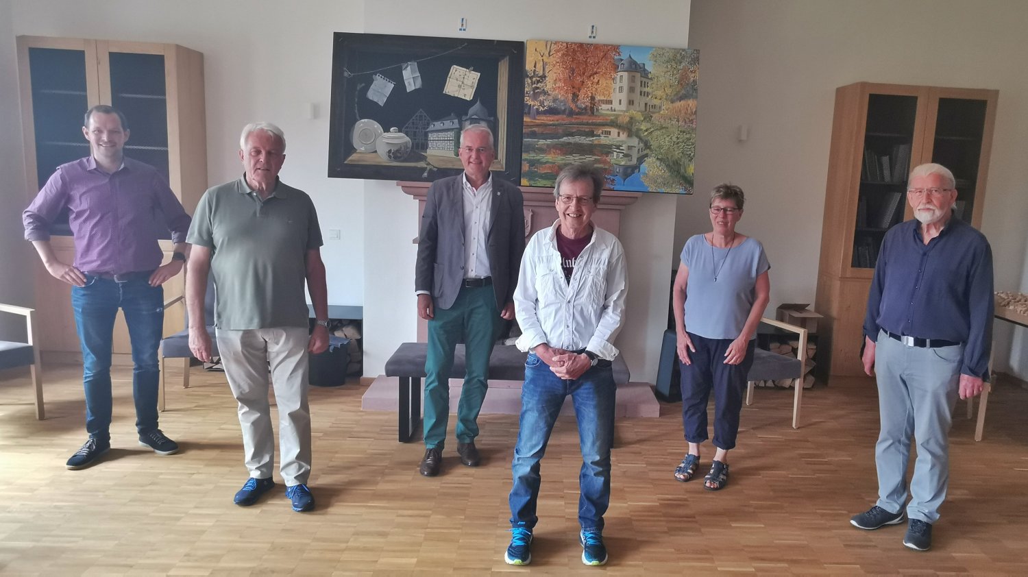 Nikolai Kailing (Stadtmarketing), Axel Holzapfel (Märzwind), Bürgermeister Andreas Weiher, Siegerkünstler Achim Gogler, Johanna Frank (Märzwind), Gerhard Müller (Märzwind), leider verhindert war Siegerkünstler Andreas Wald.