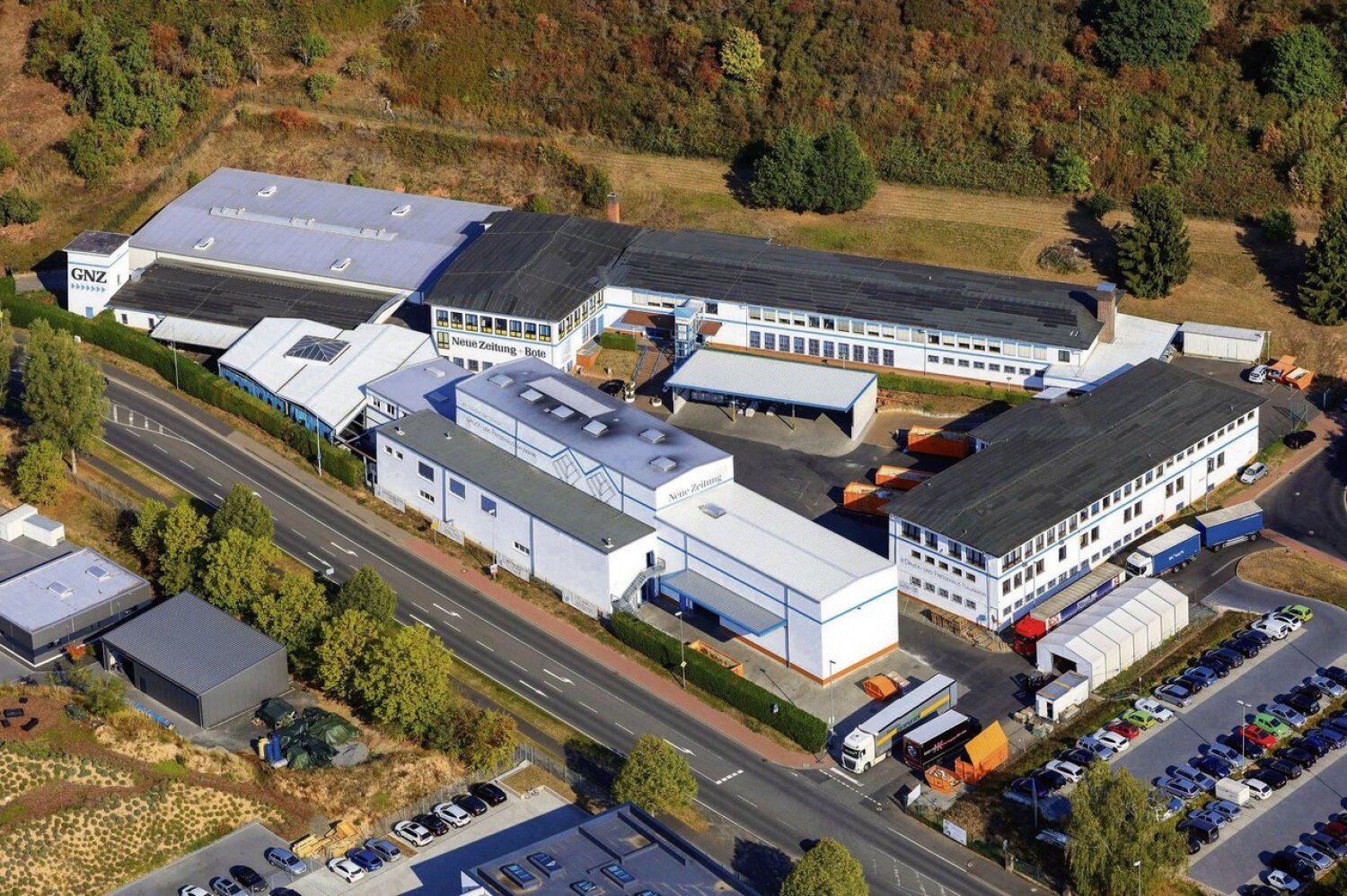 Das Firmen-Areal des Druck- und Pressehauses Naumann in Gelnhausen.