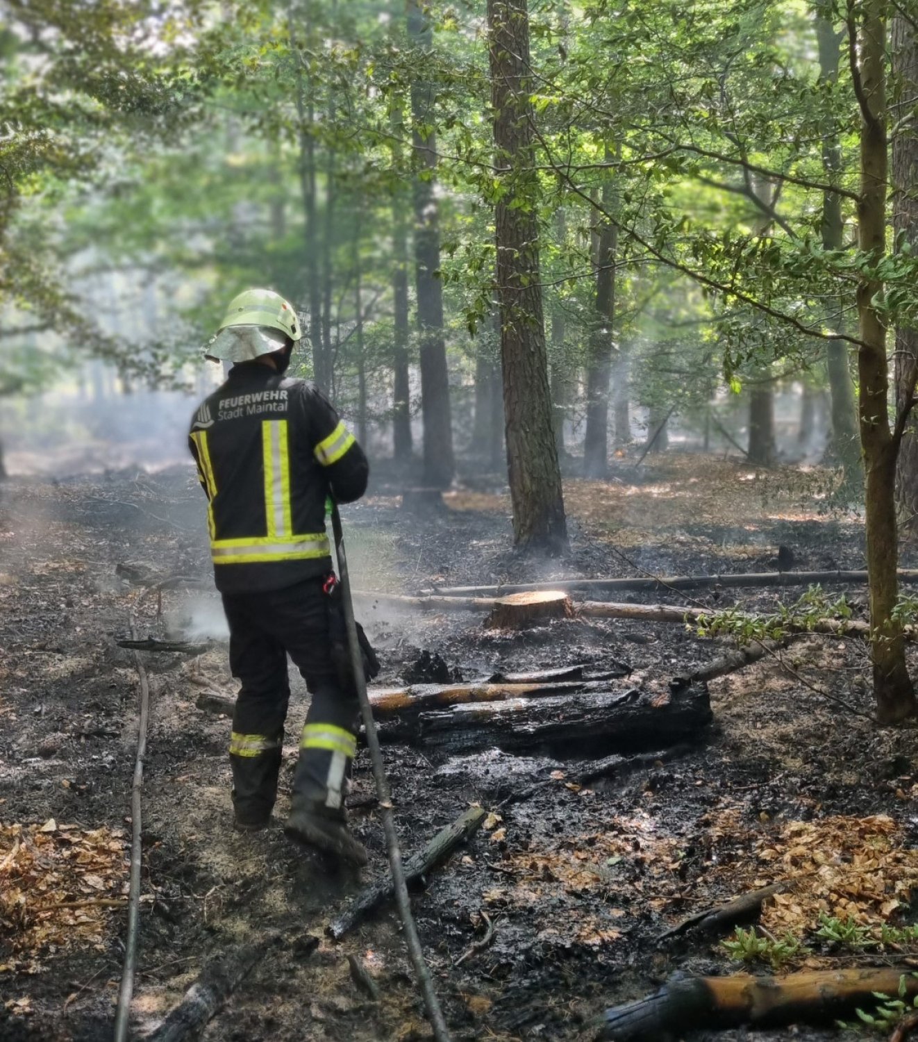 Einsatzkräfte der Freiwilligen Feuerwehr der Stadt Maintal unterstützten am vergangenen Wochenende mit zwei Fahrzeugen die Löscharbeiten eines Großbrandes auf einem ehemaligen Militärgelände bei Münster im Kreis Darmstadt-Dieburg.