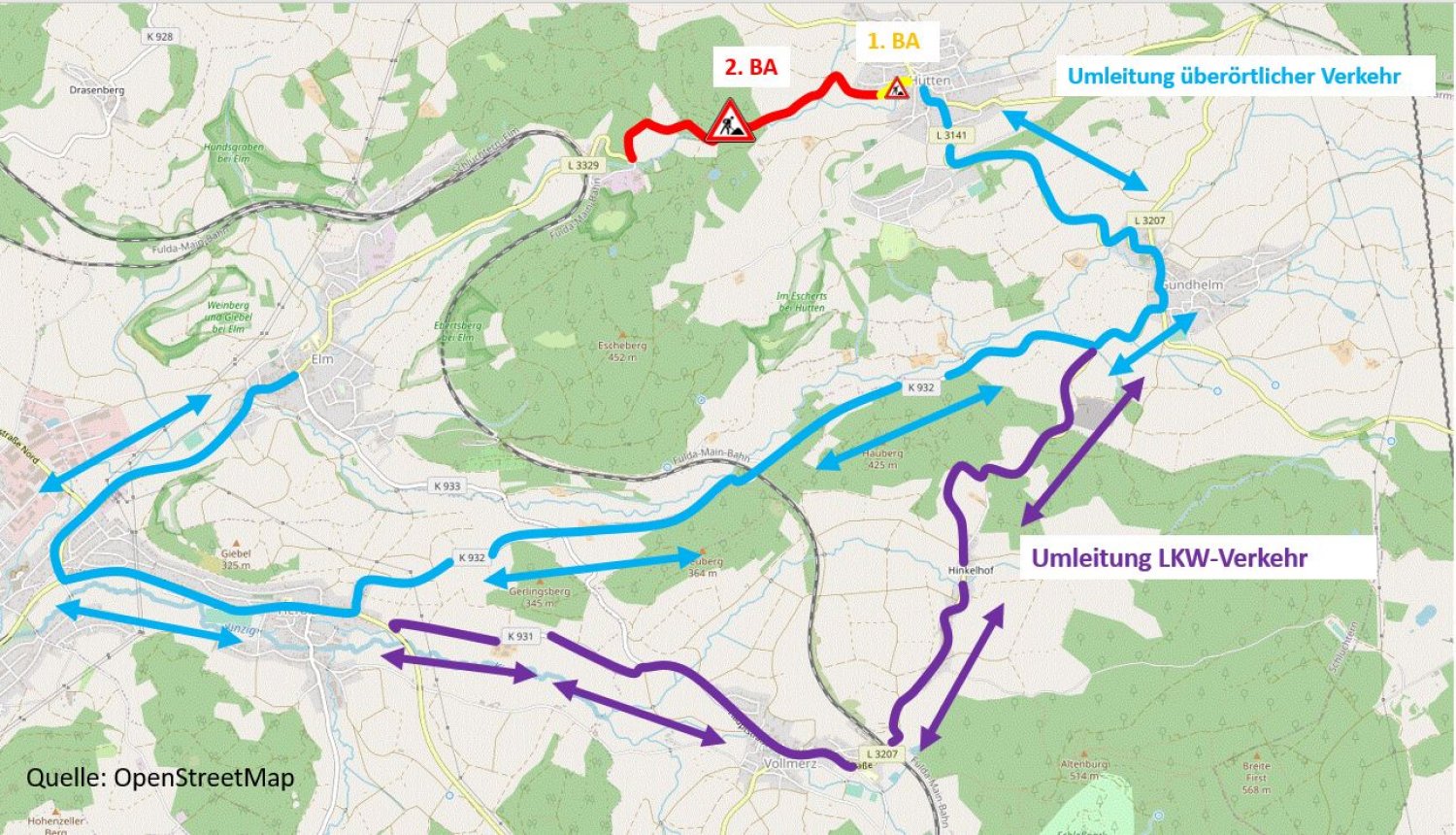 Umleitung L 3329 Hutten - Zementwerk