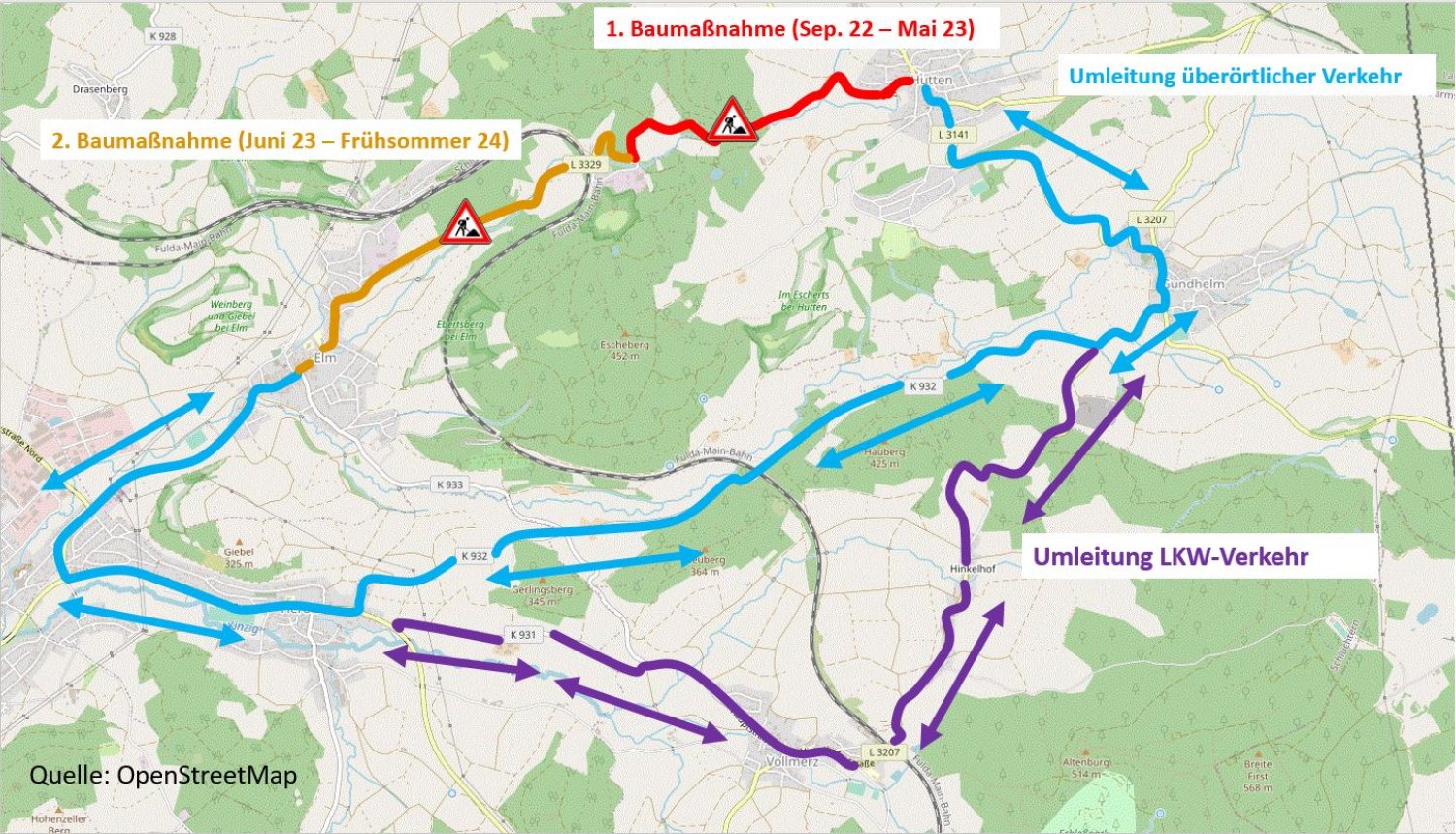 Die Erneuerung der L 3329 verzögert sich.