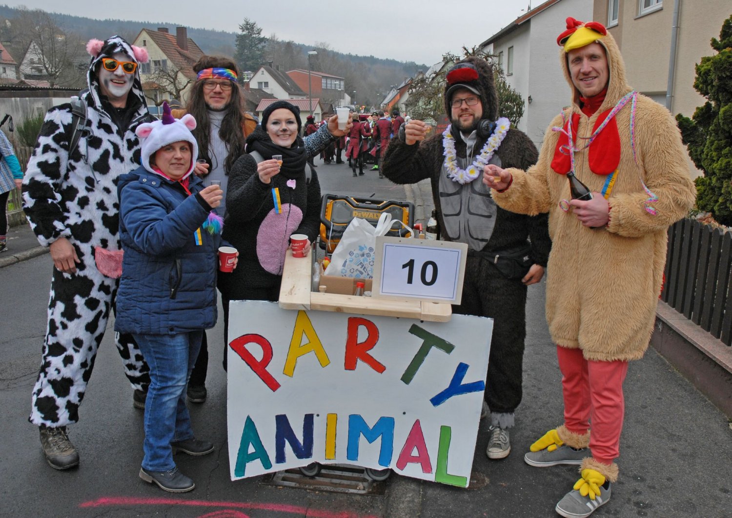 Partyanimals auf dem 14. Sinntaler Faschingsumzug.
