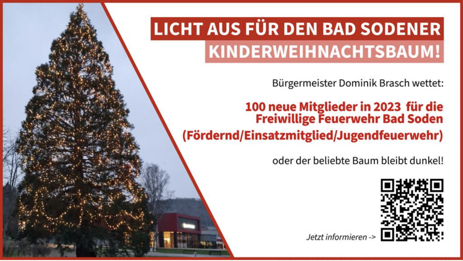 Bürgermeister-Wette riskiert dunklen Weihnachtsbaum