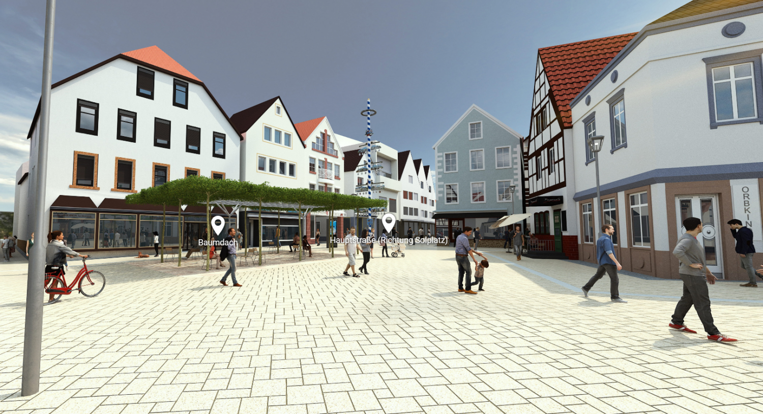 Eine Visualisierung des Markplatzes in Bad Orb.