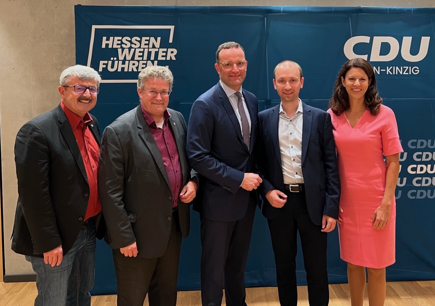 V.l.n.r.: Uwe Häuser (stellv. Kreisvorsitzender), Michael Reul (MdL), Jens Spahn (MdB), Max Schad (MdL und Kreisvorsitzender), Katja Leikert (MdB).