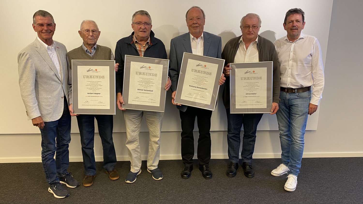 Gleich vier Vorstandsmitglieder nahmen Abschied: Herbert Wagner (von links), Ottmar Hutzenlaub, Wolfgang Biedenbender sowie Alfred Walter.