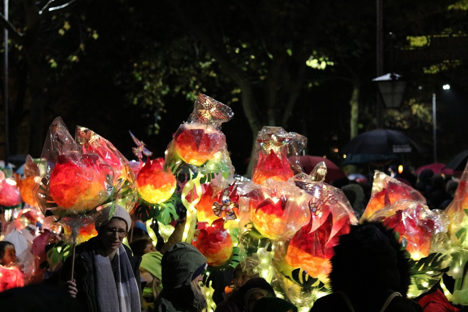 Bunte Laternen sorgten für einen stimmungsvollen Lichterzauber im Dörnigheimer Wald