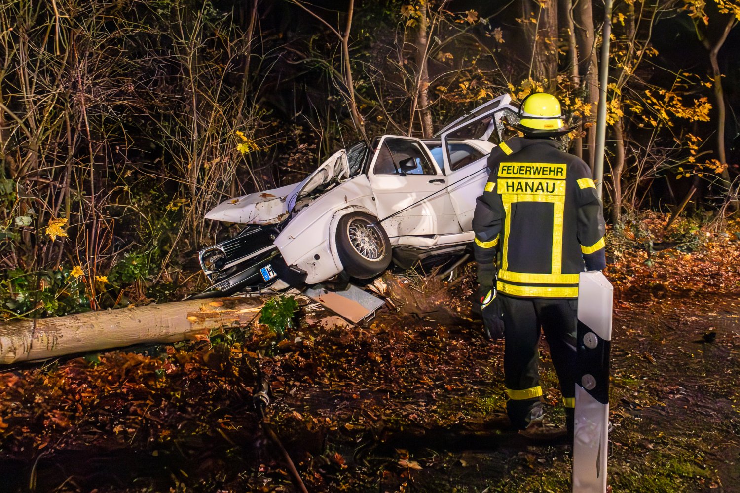 Auto kracht gegen Baum
