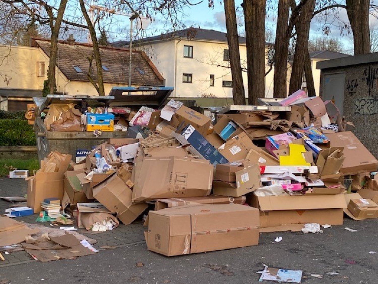 In jüngster Zeit kam es am Salisweg immer häufiger zu inakzeptabel hohen Mengen an Altpapier, die einfach vor den Containern abgeladen wurden.