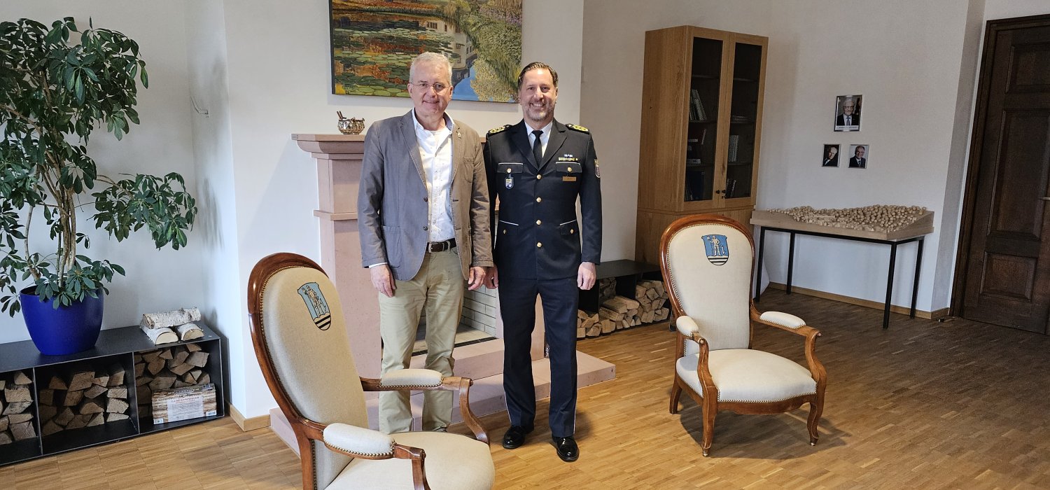 Neuer Polizeipräsident Daniel Muth bei Bürgermeister Andreas Weiher