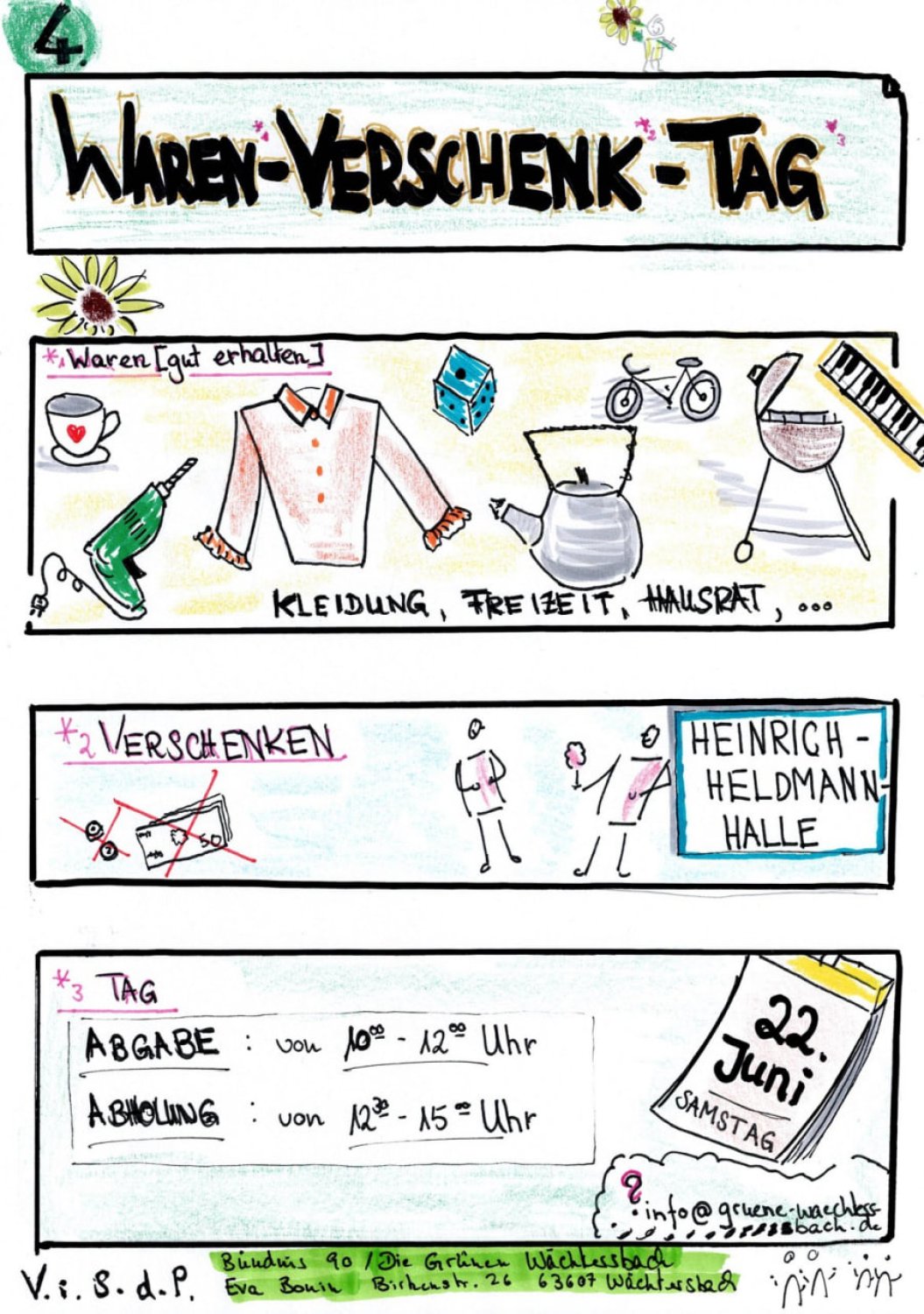 Der vierte Wächtersbacher Waren-Verschenk-Tag steht vor der Tür. Am Samstag, den 22. Juni ist es so weit.