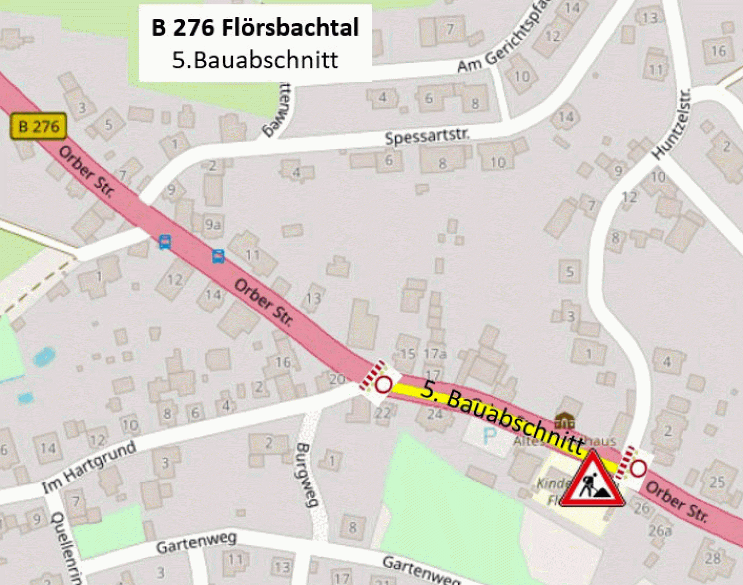 Straßenbauarbeiten auf der B 276 im Bereich Flörsbachtal