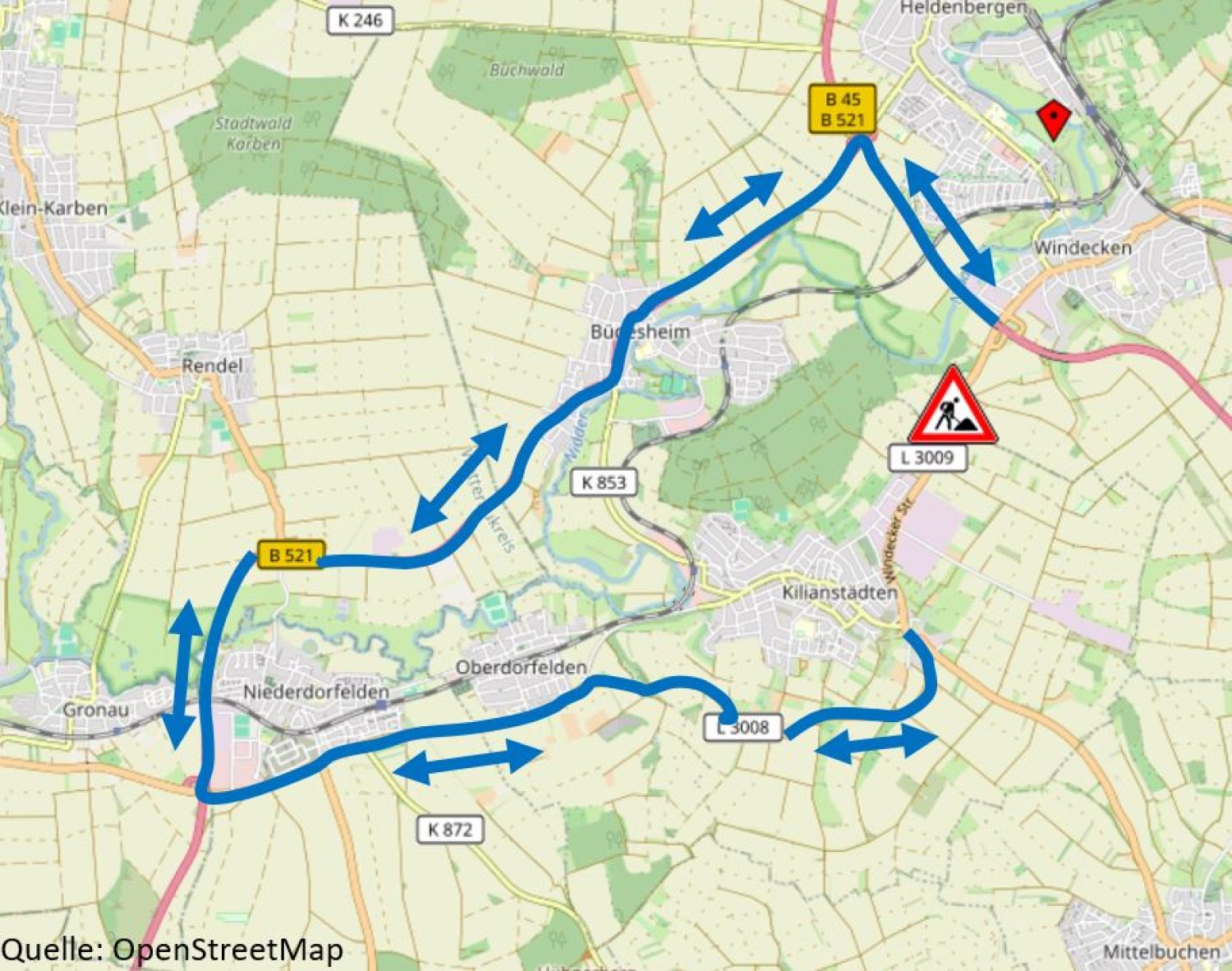 In Kürze erfolgt der Startschuss zum Ausbau der L 3009 zwischen Schöneck/Kilianstädten und Nidderau/Windecken. 