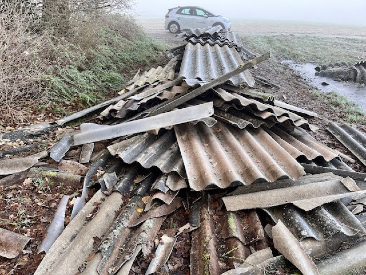 Die Tage rund um Weihnachten haben Unbekannte genutzt, um im Bereich der Hartig, oberhalb des Stadtteils Hochstadt, asbesthaltiges Material illegal zu entsorgen. 