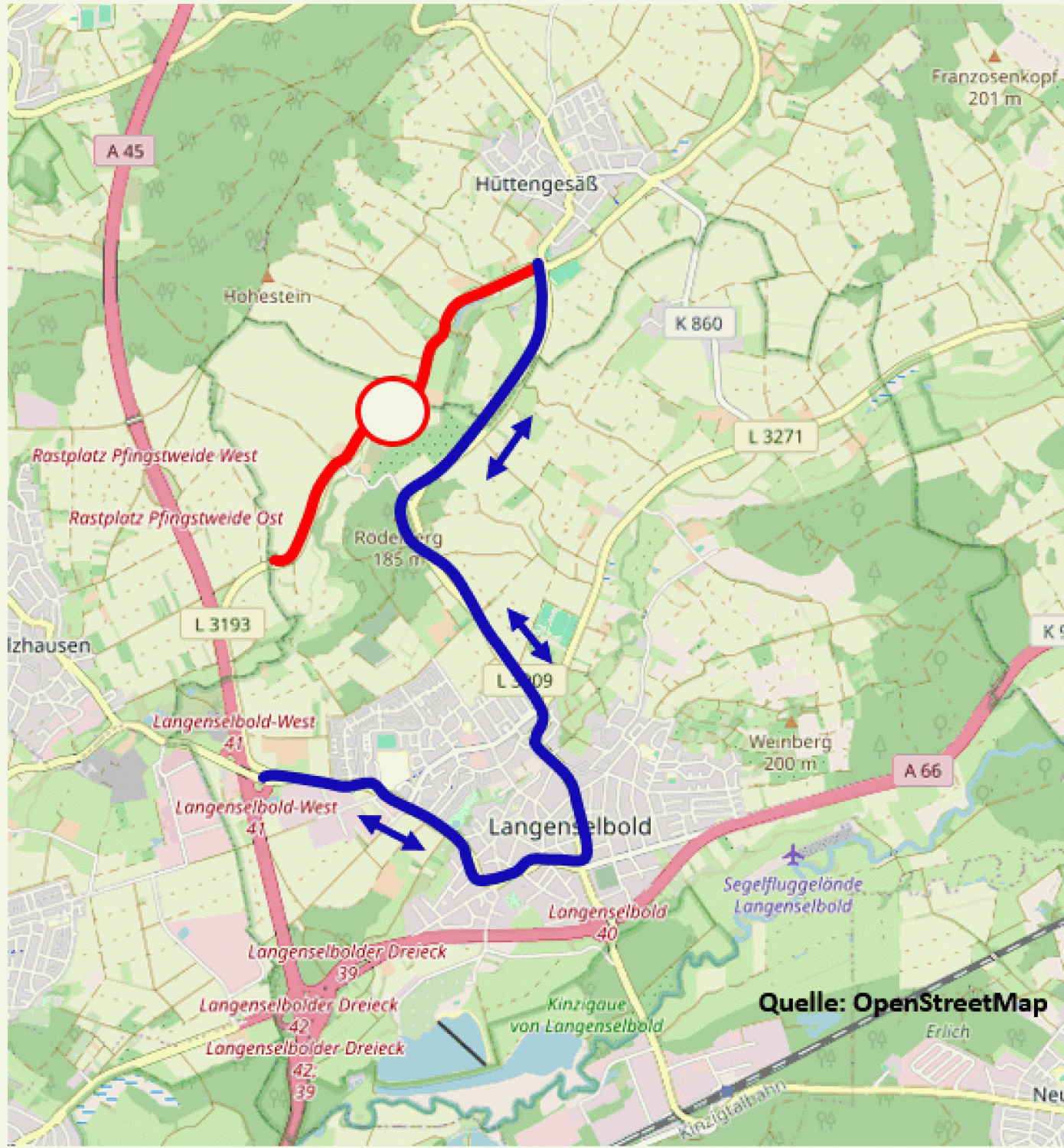 Das Projekt an der L 3193 umfasst neben dem Ausbau der Landesstraße auf einer Gesamtlänge von rund drei Kilometern auch den Neubau eines parallel verlaufenden Rad- und Wirtschaftsweges.