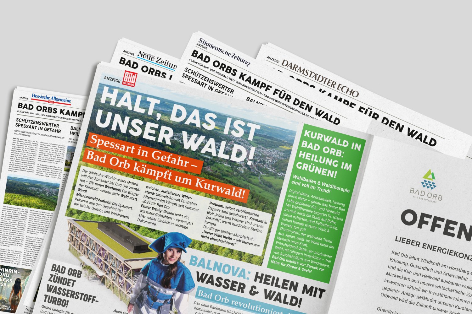 Die Kurstadt Bad Orb wehrt sich entschlossen gegen den Bau eines Windparks am Orber Hausberg durch den dänischen Investor Orsted.