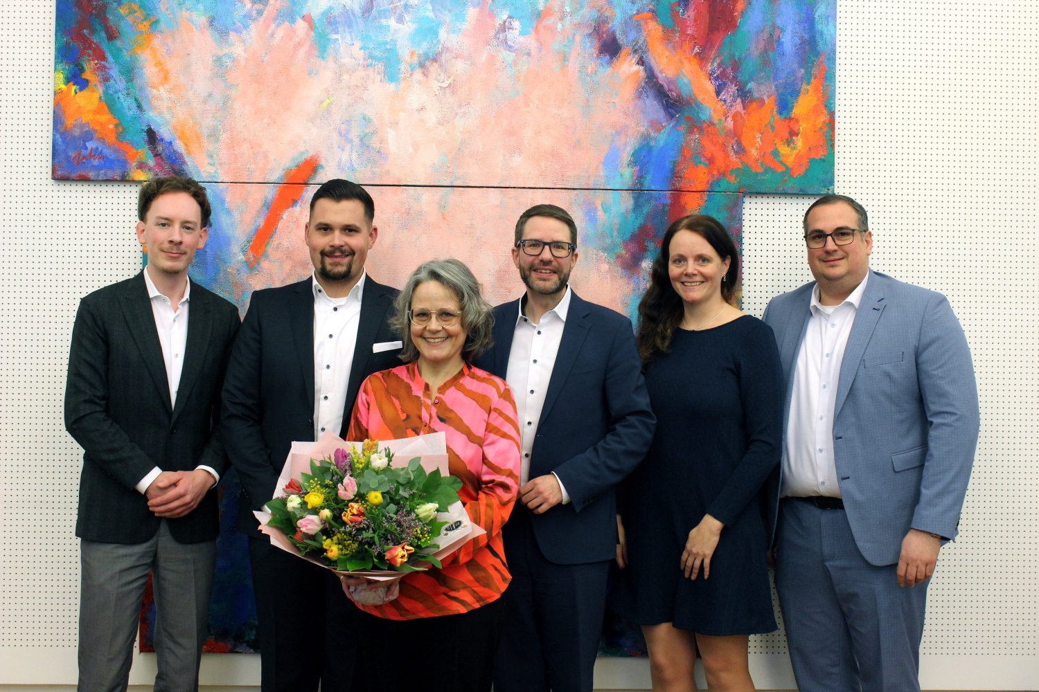 Philipp Steuber (Vorsitzender Personalrat), Niklas Ansorge (Vorsitzender Gesamtpersonalrat), Kerstin John, Landrat Thorsten Stolz, Nicole Dein (interne Gleichstellungsbeauftragte) & Jan Jakobi (Leiter des Amtes für Personal, Planung und Organisation)