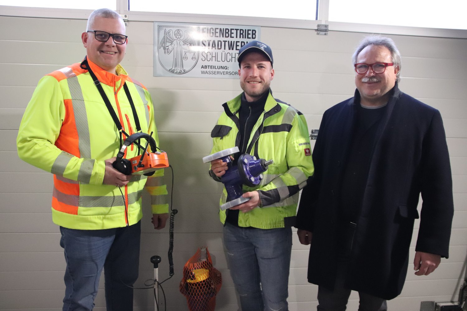 Diese Männer und ihr Team kümmern sich um sauberes Trinkwasser für Schlüchterns Bürgerinnen und Bürger (von rechts): Bernd Kirchhof, Benedikt Hofmann und Steffen Reinhardt. 