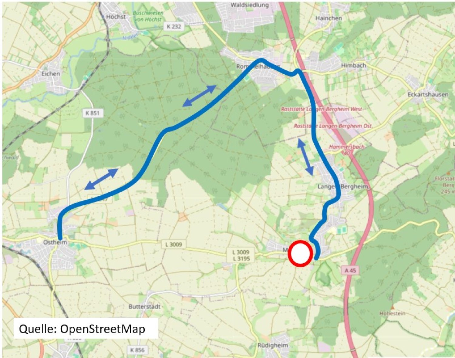 Die Brückenmaßnahme kann nur unter Vollsperrung der Landesstraße 3009 erfolgen und soll aller Voraussicht nach am 28.04.2025 starten.