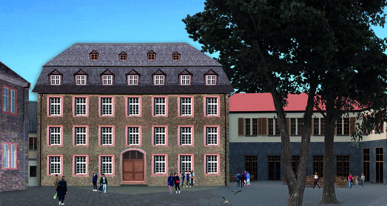 Bild des Fruchthauses von 1781 als Fassadenrekonstruktion