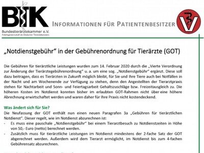 Merkblatt der Bundestierärztekammer