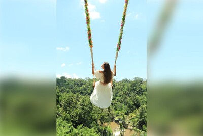 Über den Reisfeldern von Bali, Indonesien