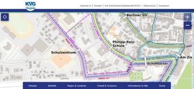 Die interaktive Karte ist über die KVG-Homepage erreichbar. - <i>Foto: KreisVerkehrsGesellschaft Main-Kinzig mbH</i>