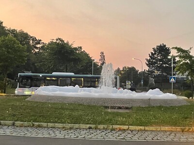Brunnen an der Dettinger Straße um 06.30 Uhr