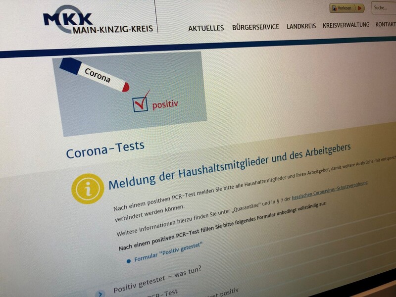 Eine Meldung nach einem positiven PCR-Testbefund lässt sich ganz einfach auf der Internetseite des Main-Kinzig-Kreises absetzen. - Foto: MKK-Pressestelle